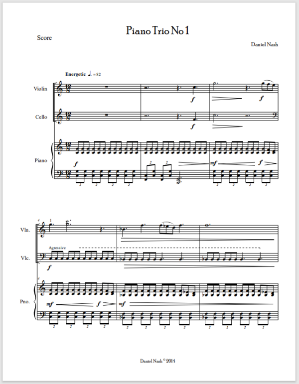 Piano Trio No 1 Score and Parts - Image 4