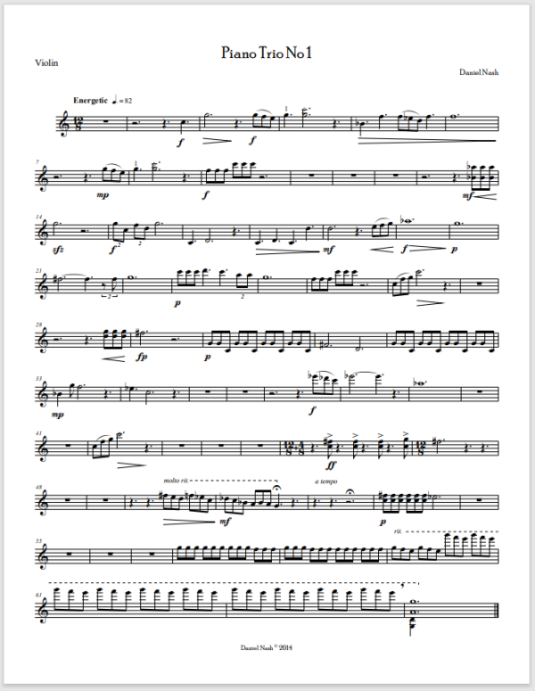 Piano Trio No 1 Score and Parts - Image 6